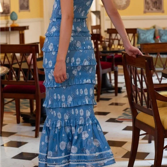 V. Chapman Geranium Strapless Dress with Ruffle Detail - Picture 2 of 7